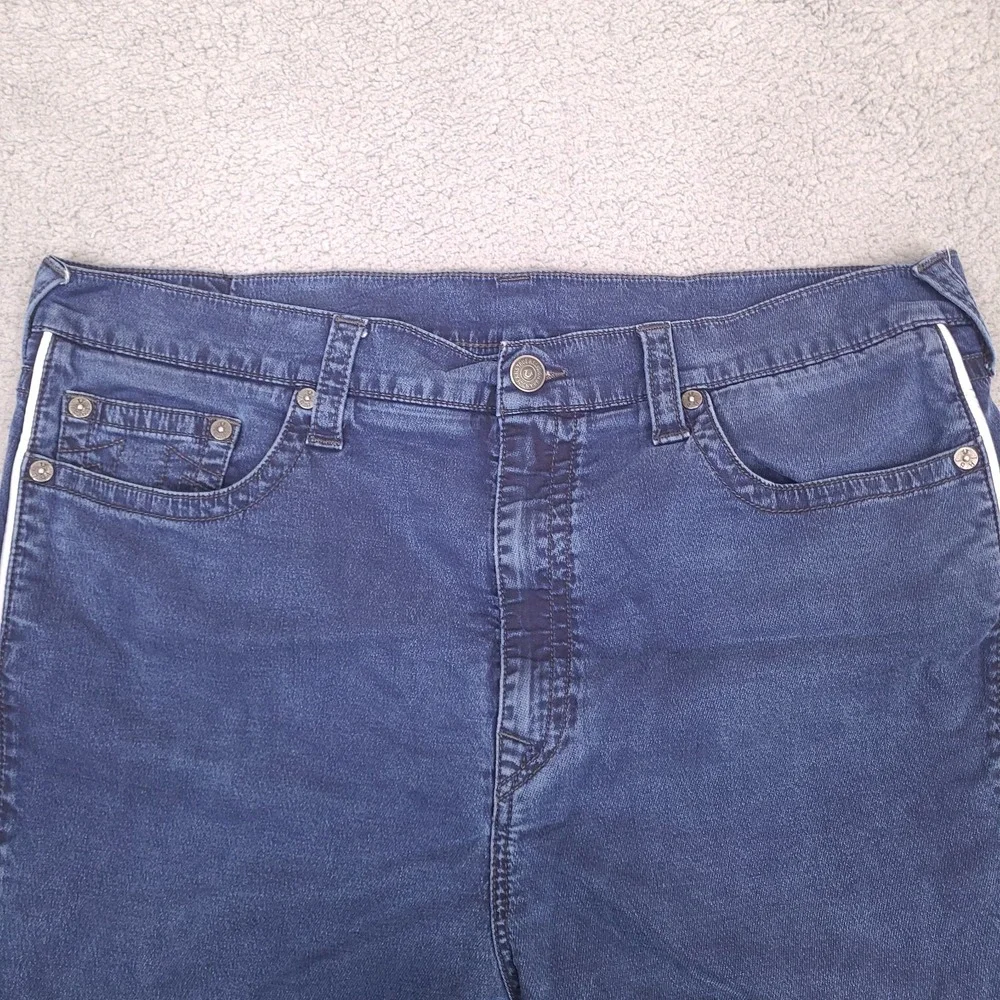 True Religion Jeans Mens 40x27 Blue Marco Relaxed Tapered Reflective‎ Stretch